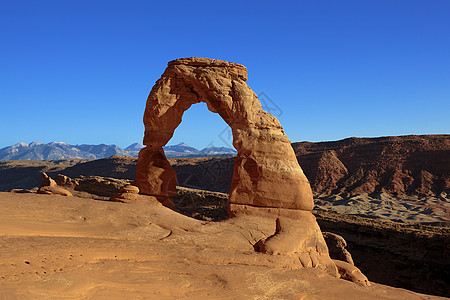 复制 Arch 的水平视图橙子国家沙漠尖塔风暴旅行侵蚀天空公园台面图片