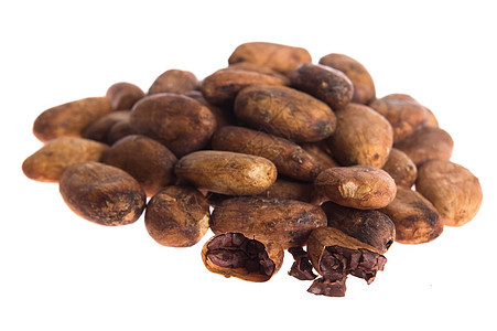 白背景孤立的卡卡咖啡豆棕色工作室营养团体水果热带饮食农业美食种子图片