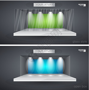 LED聚光灯产品展示室观众阴影海报玻璃陈列室店面场景来源控制板橱窗图片