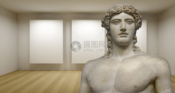 清空的画廊 3个房间 有希腊文化 古代雕像寺庙男人雕塑石头神话博物馆考古学展示建筑学拍卖图片