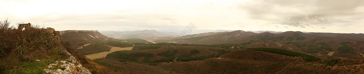 十四至十八世纪城堡高原风景场景岩石全景旅行天堂蓝色爬坡地平线图片