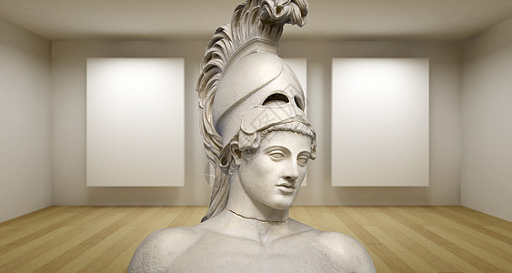 清空画廊 3个房间有希腊文化 古代雕像 佩里图片