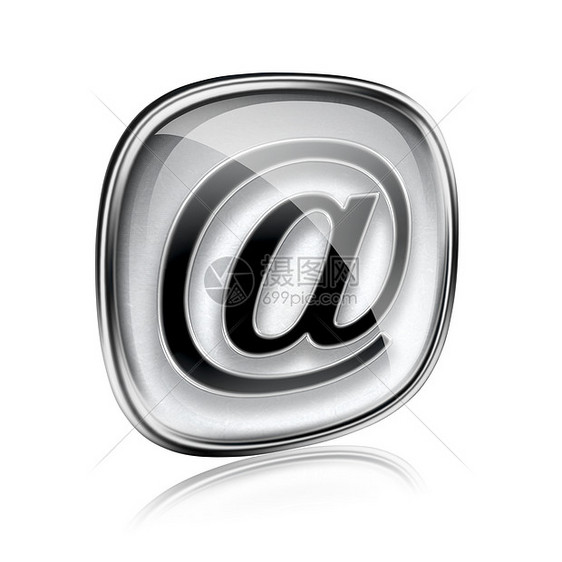 email 图标灰色玻璃 在白色背景上隔离网站电脑信封圆圈讯息按钮明信片正方形邮件邮箱图片