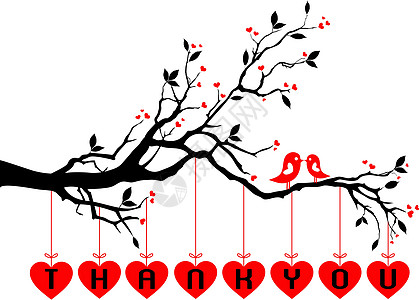 以红心和矢量的鸟 在有红心的树上高清图片