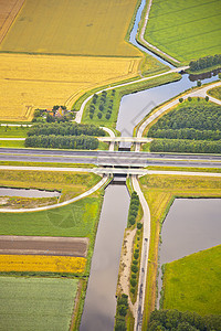 荷兰拥有基础设施道路和运河的农场地貌图案图片