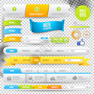 矢量 Web 元素 按钮和标签图片