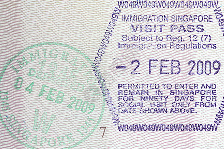 新加坡签证邮票假期移民控制旅行旅游边界访问海关图片