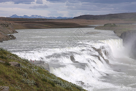 Gullfoss 组合键山脉旅行岩石观光激流峡谷旅游溪流风景白色图片
