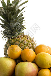 水果果热带水果菠萝白色橙子饮食红色营养绿色图片
