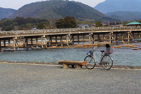 日本京都 亚林山樱花旅行旅游岩石瀑布假期石头自行车图片