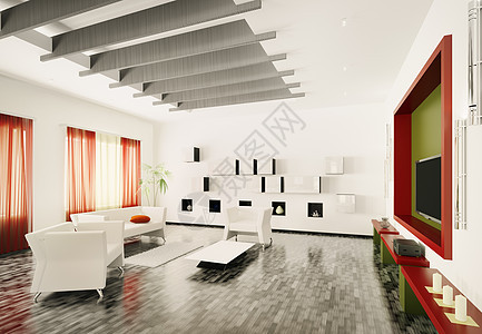 现代室内客厅3d家具电视扶手椅白色长椅房子木地板房间地毯建筑学图片