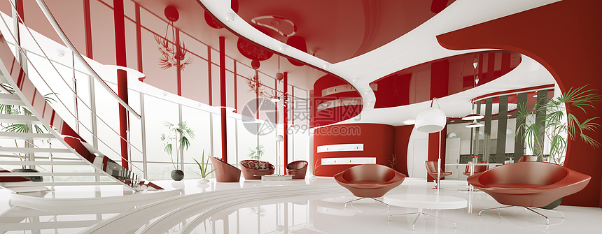 现代3d型全景公寓室内座位长椅房间窗户扶手椅建筑学房子楼梯沙发家具图片