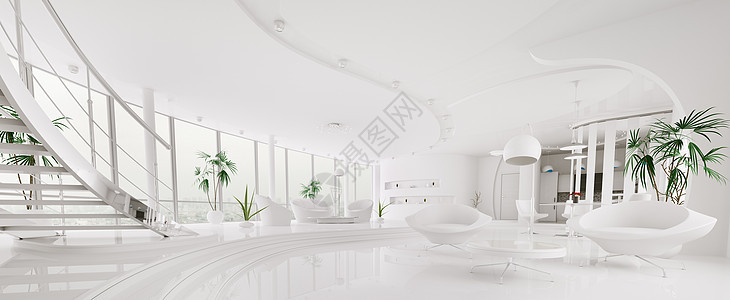 现代公寓内部全景3d型长椅桌子座位大厅白色建筑学地面沙发房子房间图片