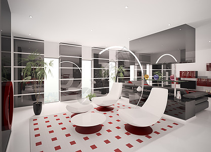现代公寓的内地3d植物房间房子黑色白色建筑学地毯合金电视沙发图片