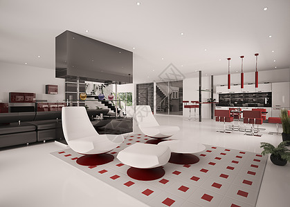 现代内地公寓3d大厅房子地毯地板皮革合金桌子扶手椅衣柜建筑学图片