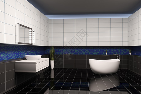 室内卫生间3d花瓶蓝色石头镜子浴缸浴室装饰洗澡盥洗地面图片