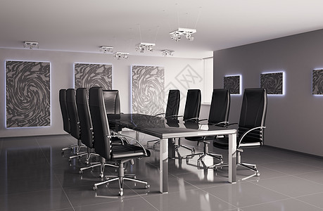 会议室室内3d黑色灰色桌子瓷砖办公室百叶窗窗户商业蓝色工作图片