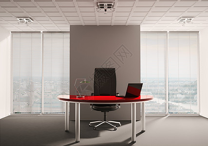 现代办公室内部椅子地面红色职场摆设笔记本扶手椅房间家具灰色图片