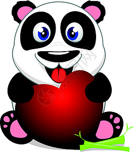 心爱可爱的熊猫绘画童心动物卡通片白色乐趣荒野动物园野生动物黑色图片