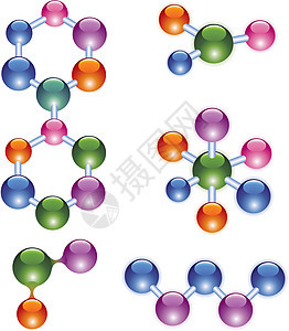 矢量分子医疗物理绿色反射紫色红色技术白色粒子橙子图片