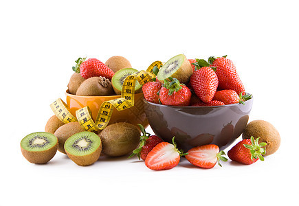 草莓和甜点绿色红色食物叶子水果黄色磁带盘子饮食图片