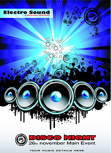 Disco 音乐活动背景技术夜店低音舞蹈蓝色娱乐横幅打碟机节日场景图片