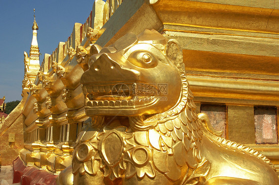 缅甸巴根狮子假期雕塑金子宝塔宗教吸引力建筑学寺庙地标图片