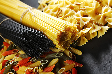 意大利意大利面粉种类和形状的多样化营养食物桌子美食午餐文化宏观糖类烹饪团体图片