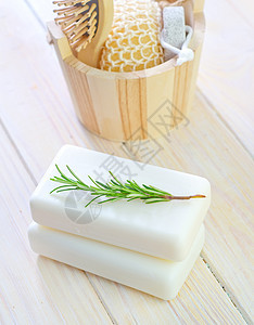 白肥皂手工草本植物叶子卫生木头药剂师香气呵护产品奢华图片