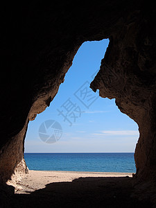 海滩洞穴 海上风景图片