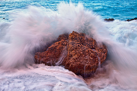 岛屿 lefkada 海滩泡沫海浪岩石图片