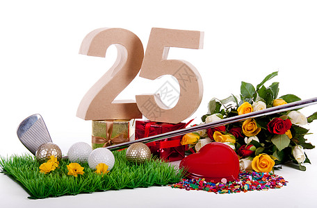 玫瑰草高尔夫球手生日卡工作室周年卡片展示叶子幸福俱乐部玫瑰花束庆典背景