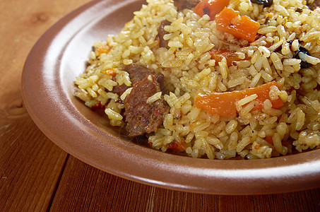 传统东方比拉fcolor午餐香料胡椒脊胡椒牛肉葡萄干品味羊肉蔬菜美食图片
