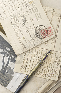 旧字母羊皮纸卡片书法语言艺术墨水剪贴簿床单手稿邮资图片