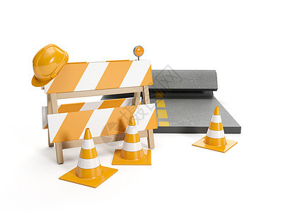 3d说明 修复道路 更换道路通道交通路障运输橙子灯光活动建造旅行安全图片