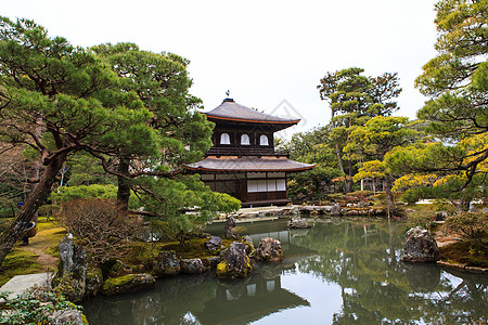 银阁寺  日本京都花园历史佛教徒遗产景点建筑国家寺庙宝藏国宝图片