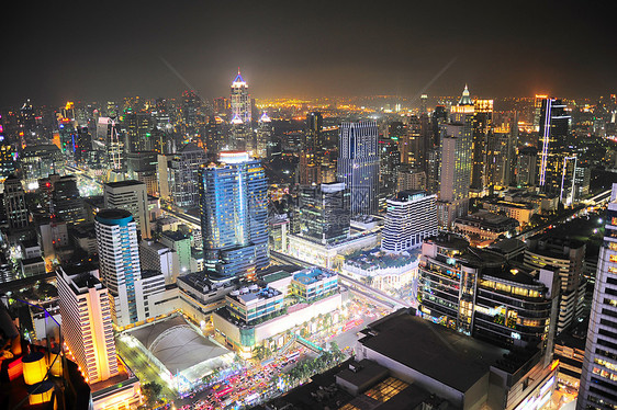 夜间曼谷城景反射城市旅行天际建筑住宅建筑学商业办公室图片