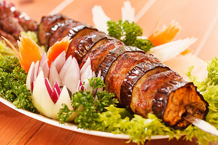 烤牛排肉串蔬菜装饰风格洋葱猪肉萝卜花朵土豆食物炙烤图片