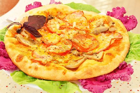 意大利比萨胡椒面团沙拉小吃厨房餐厅脆皮蔬菜午餐香料图片