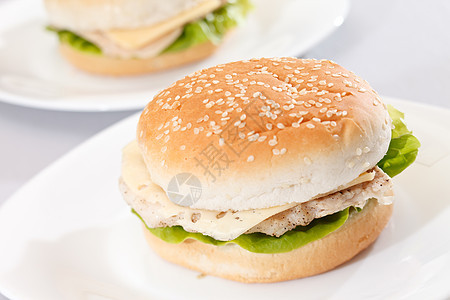 鸡肉三明治芝麻派对食物盘子面包小吃包子洋葱图片