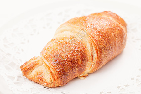 新鲜羊角面包传统美食早餐小吃包子阴影食物糕点黄油白色图片