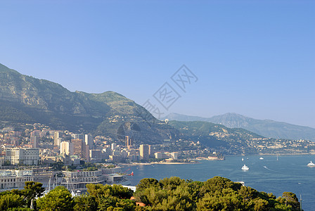 蒙特卡洛全景城市海岸线港口海岸景观财富血管闲暇泊位旅行图片