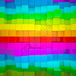 彩色立方的抽象壁线条盒子插图电脑乐趣立方体正方形反射油漆商业图片