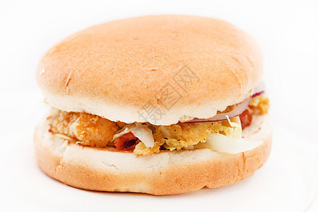 鸡肉汉堡加蔬菜包子食物盘子营养熏肉小吃油炸饮食洋葱午餐图片