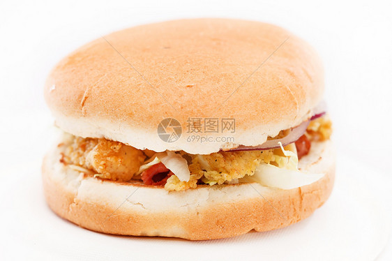 鸡肉汉堡加蔬菜包子食物盘子营养熏肉小吃油炸饮食洋葱午餐图片