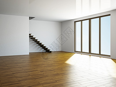有窗口的空房间大厦大厅梯子维修客厅木地板艺术办公室天花板住宅图片
