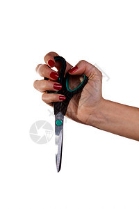 手握剪刀的妇女白色皮肤工具边缘手腕理发师刀刃手指拇指棕榈图片