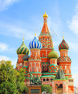 莫斯科红广场圣巴西尔大教堂游客吸引力金子正方形景点大教堂旅行圆顶蓝色首都图片