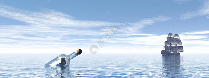 帮助瓶和离开船海洋天空插图玻璃海浪运输波纹冥想救援瓶子图片
