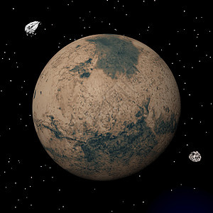 火星行星以及Deimos和Phobos卫星  3D活力地球星星插图黑色天体气氛科学星系宇宙图片